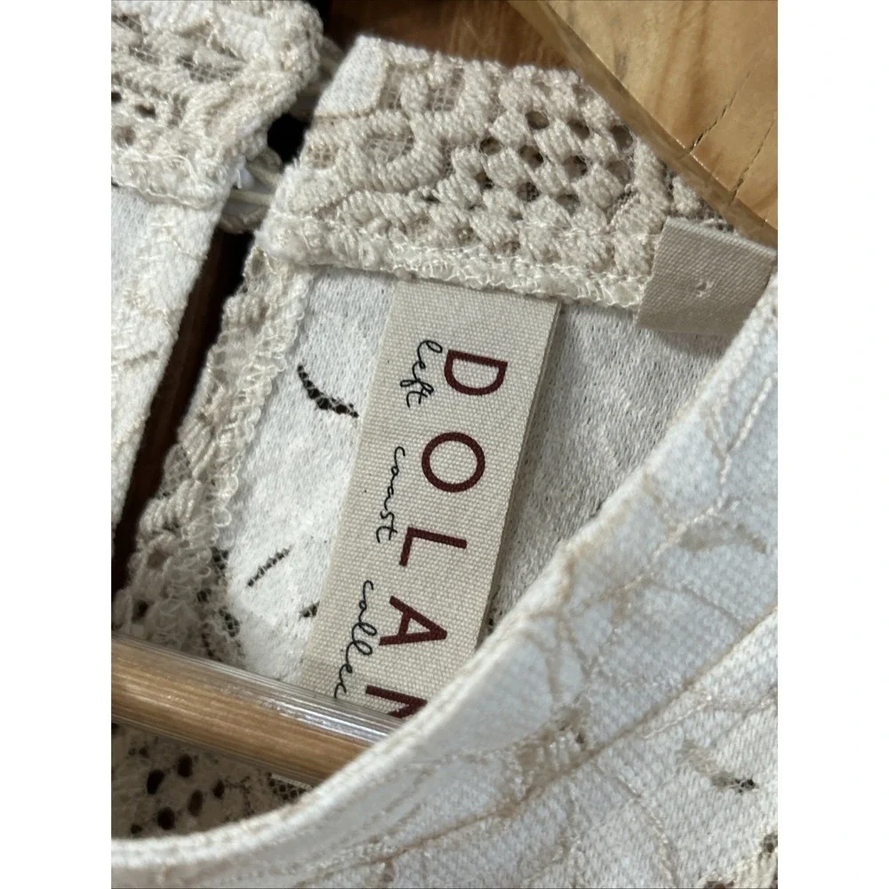 Dolan x Anthropologie Left Coast Mock Neck Long Sleeve Blouse Ivory Lace Small